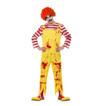 Combinaison Clown tueur homme Halloween jaune et rouge