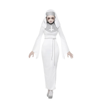 Déguisement Nonne d'asile hanté blanc Halloween femme