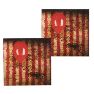 Lot de 12 serviettes jetables Clown de l'Horreur Halloween 33 x 33 cm