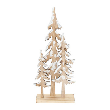 Déco bois Noël  3 sapins sur support 14 x 5 x 31,5 cm