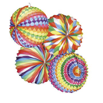 Lot de 12 lampions ballon bariolé multicolore 22 cm