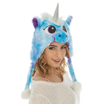 Bonnet Licorne bleue en peluche