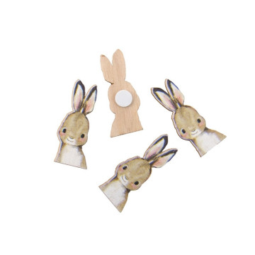 Lot de 12 confettis lapins bois adhésifs 2 x 5 cm