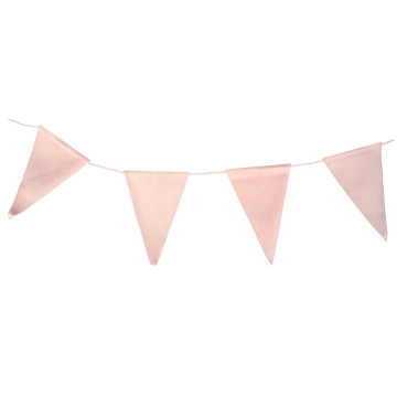 Guirlande 12 fanions rose pastel velours 2m