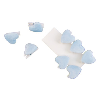 Lot de 8 cœurs adhésifs velours bleu pastel 1,8 cm