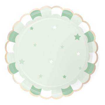 Lot de 8 assiettes vert pastel festonnées 23 cm