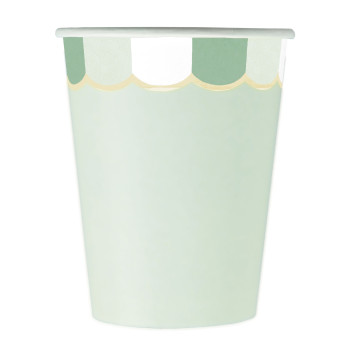 Lot de 8 gobelets festonnés vert pastel