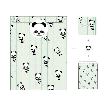 Lot de 8 invitations bébé Panda