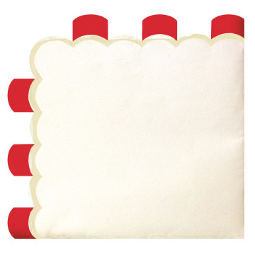 Lot de 16 serviettes vintage Circus rouges festonnées 33 x 33 cm