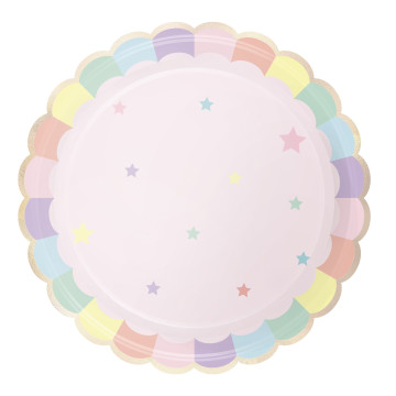 Lot de 8 assiettes rose pastel festonnées 23 cm