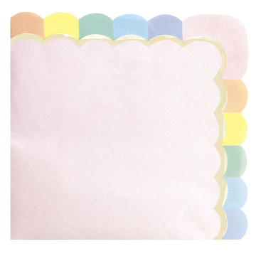 Lot de 16 serviettes festonnées rose pastel 33 x 33 cm