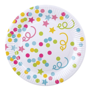 Lot de 6 assiettes anniversaire multicolore