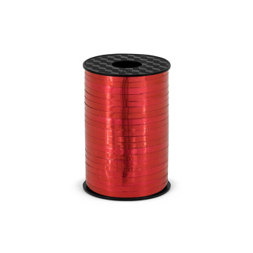 Rouleau de bolduc rouge métallisé 225 m x 5 mm