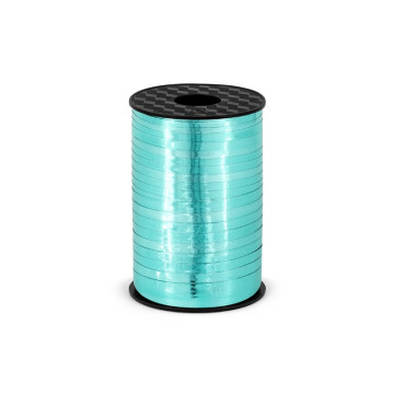 Rouleau de bolduc turquoise métallisé 225 m x 5 mm