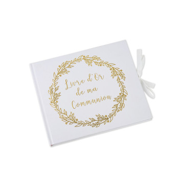 Livre d'or Communion blanc/or 22 x 19 cm