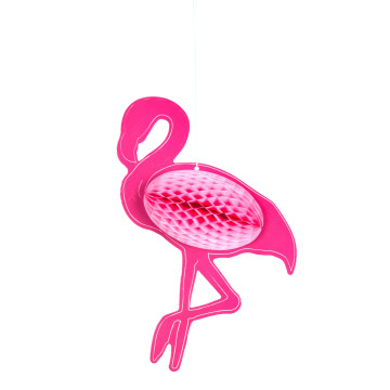 Suspension Flamant rose alvéolée 25 cm