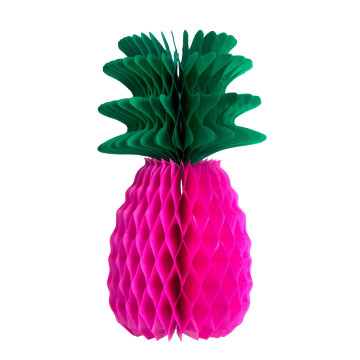 Ananas alvéolé rose néon et vert 31 cm