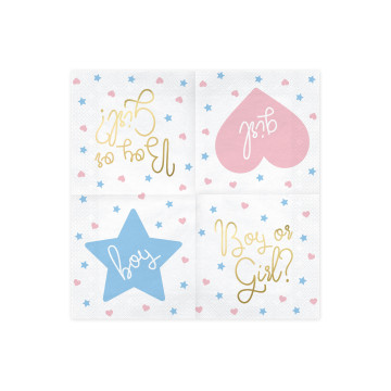 Lot de 20 serviettes Boy or Girl Gender Reveal party