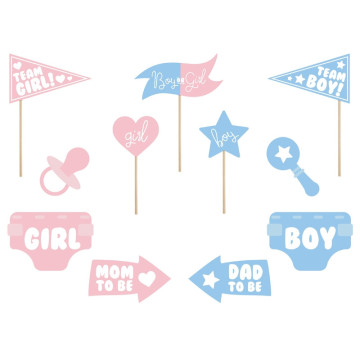 Photobooth Gender Reveal Party Boy or Girl 11 pièces