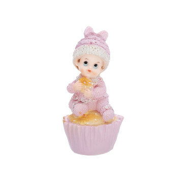 Figurine fille rose sur gâteau 9,5 cm