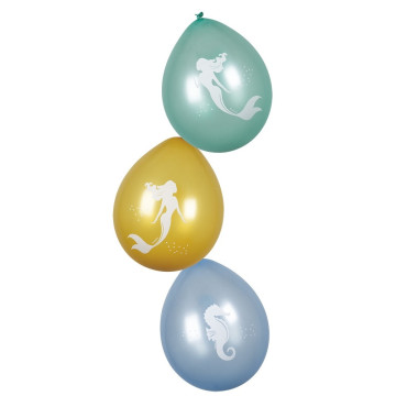 Lot de 6 ballons Sirène en latex 25 cm