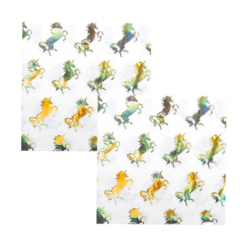 Lot de 12 serviettes en papier Licorne 33 x 33 cm