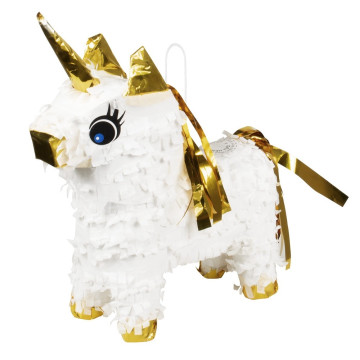 Mini Pinata Licorne blanc et dorée