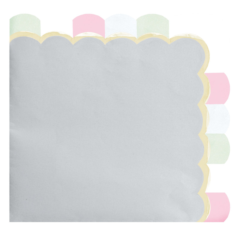 Lot De 16 Serviettes Festonnées Rose Pastel 33 X 33 Cm