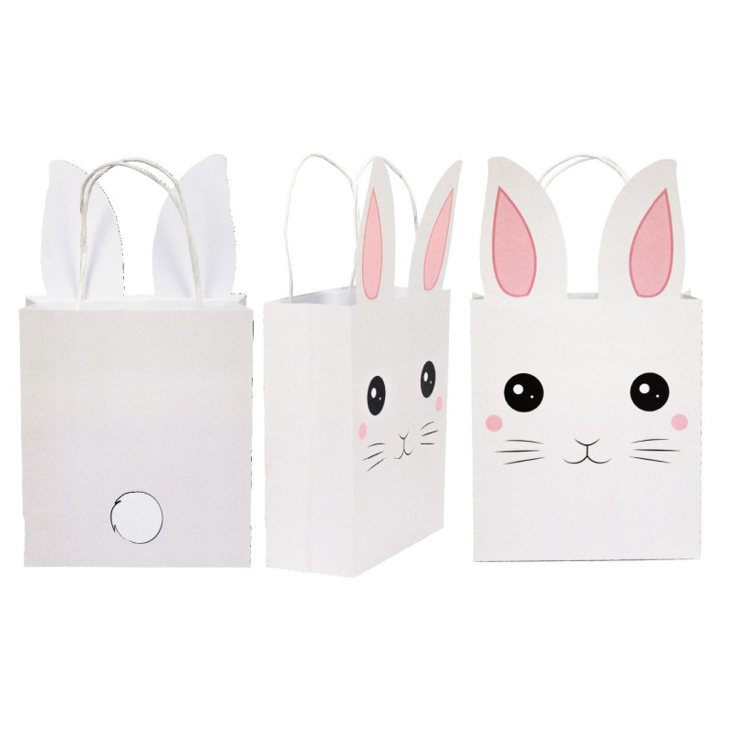 Lot De 4 Sacs De Chasse Aux Œufs BBLIKE - Réutilisables, Motifs Pâques (Lapins, Carottes)