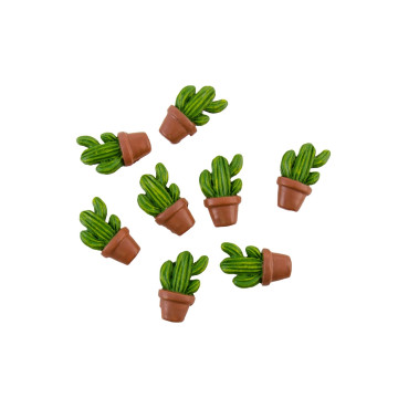 Lot de 8 cactus résine adhésifs 3 x 2,8 x 0,7 cm