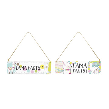 Plaque en bois lama party 34 x 0,5 x 10 cm