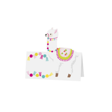 Lot de 6 marque-place lama pompon 8 x 8 cm