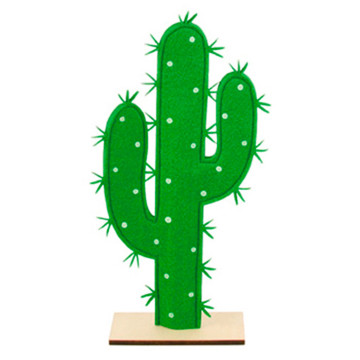 Cactus feutre sur pied bois 16 x 34 cm