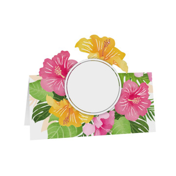 Lot de 6 marque-places fleurs tropicales 8 x 8 cm