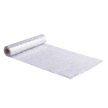 Chemin de table paillettes argent 28 cm x 3 m