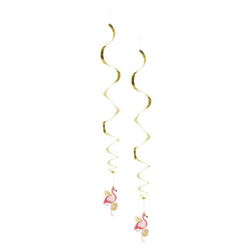 Lot de 2 suspensions décoration Flamant rose 85 cm