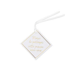 Lot de 10 étiquettes Merci de Partager cette journée avec nous rose poudré - 5 x 5 cm