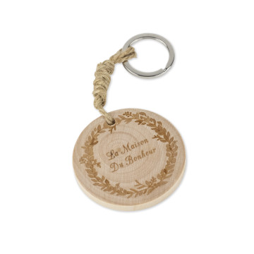 Porte-clé bois "Maison du bonheur" 5 x 0,5 cm