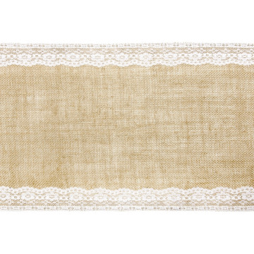 Chemin de table jute et dentelle 28 cm x 2,75 m