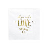 Lot de 20 serviettes papier All you need is love 33 x 33 cm