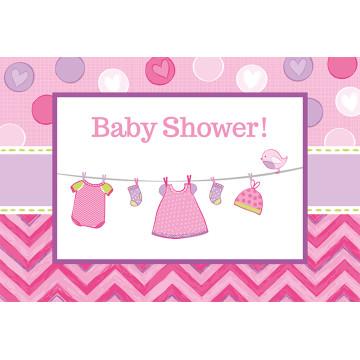 Lot de 8 cartes invitation Baby Shower fille - 16 x 11 cm