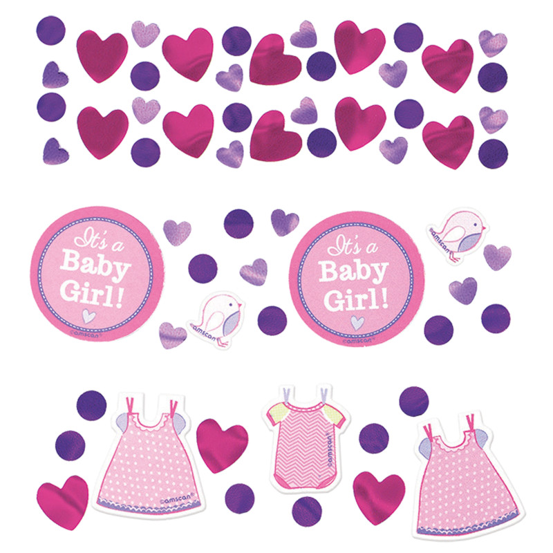 Ballon baby shower fille x 6 + confettis rose