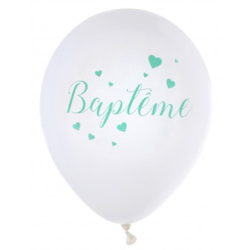 Lot de 8 ballons de baudruche en latex Baptême blancs 23 cm