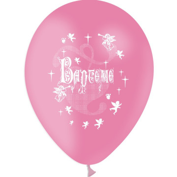 Lot de 10 ballons de baudruche en latex Baptême rose 30 cm