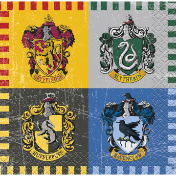 Lot de 16 serviettes Harry Potter 24 x 24 cm
