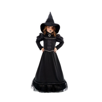 Déguisement Sorcière magie noire avec chapeau Halloween-9/10 ans