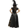Déguisement Sorcière Spooky fille Halloween noir et orange-4/6 ans