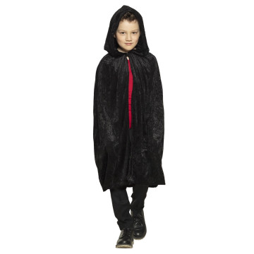 Cape noire pour enfant avec capuche 115 cm