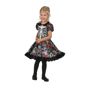 Déguisement Pequena calavera fille Halloween taille 3/4 ans