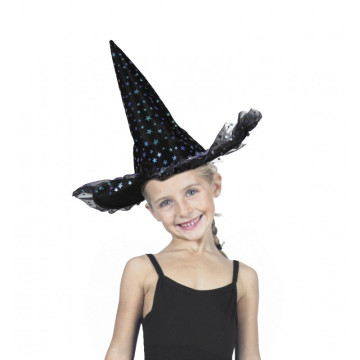 Chapeau de sorcière étoiles irisées luxe enfant Halloween